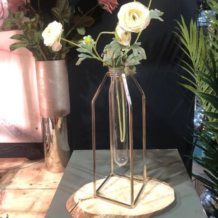 Test Tube Oversized Vase With Stand, H32 X L11.5cm, Silver Stand
