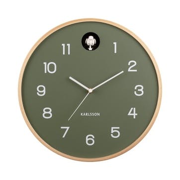 Cuckoo Wall Clock D31.5cm, Jungle Green