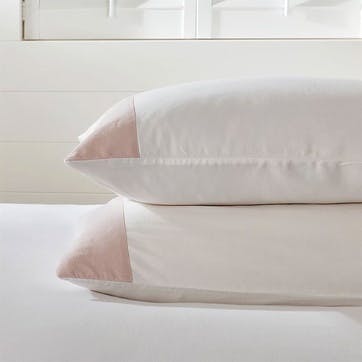 Portobello Standard Oxford Pillowcase, White/Petal