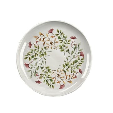 Mediterranean Garden Melamine Serving Platter D35cm, Green/Pink