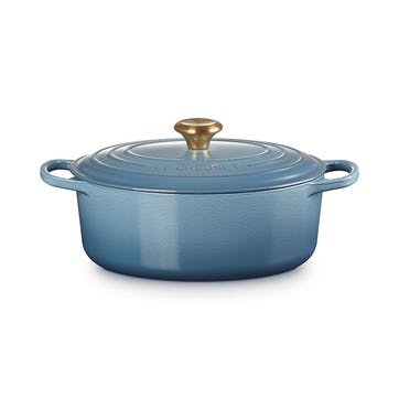 Signature Cast Iron Oval Casserole 29cm, Chambray