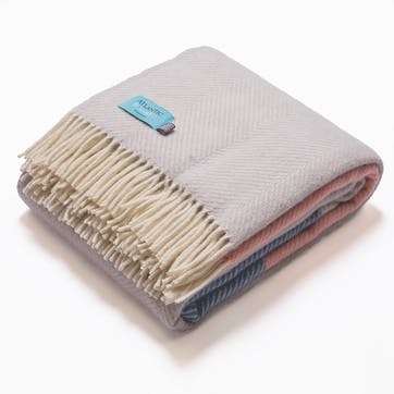 Blanket, 130 x 250cm, Atlantic Blankets, Dusk Tides, pink/blue/grey wool