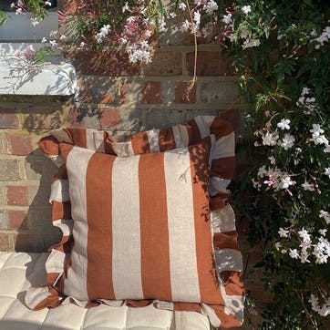 Wide Stripe Cushion Cover 45 x 45 cm, Cinnamon & Oyster