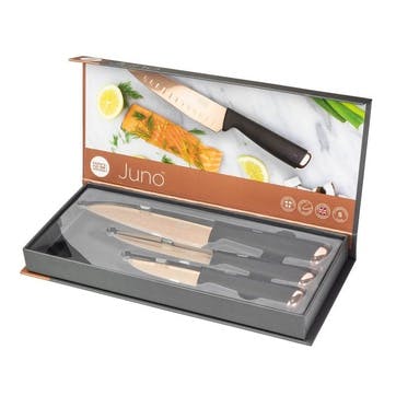 Juno Set of 3 Assorted Knife Set, Rose Gold