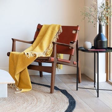 Herringbone Wool Blanket  145 x 190cm, Mustard Herringbone