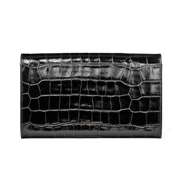 Classic Travel Wallet L14 x W9.5cm, Black Croc
