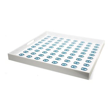 Large acrylic serving tray, 35 x 35cm, Casacarta, Eye, white