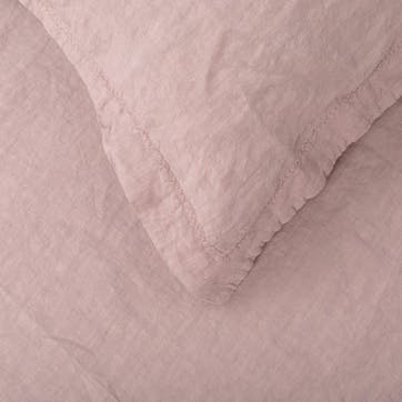 Washed Linen Double Fitted Sheet, Dusky Pink