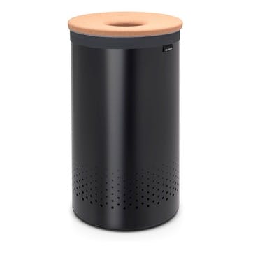 Linn Laundry Bin with Cork Lid, 60L, Black