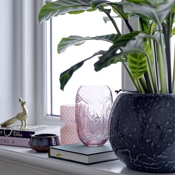 Etched Glass Vase, Pink