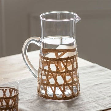 Portmore Glass & Rattan Jug H24cm, Natural