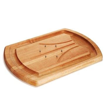 Maple Wood Carving Board With Metal Spikes, L50 x W35cm