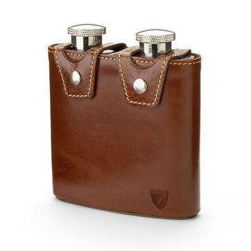 Double Hip Flask H11.5 x W11.5cm , Cognac