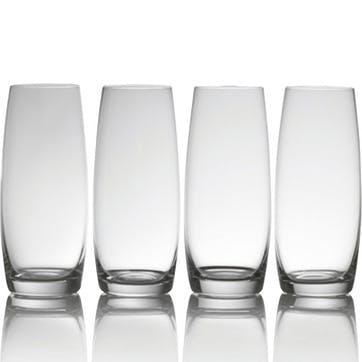 Julie Set of 4 Stemless Flute Glasses 266ml, Clear