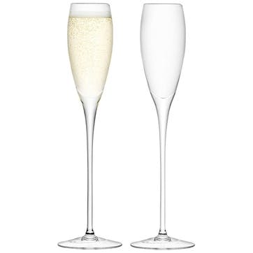 Wine Champagne Flutes Set of 2 160ml, Clear
