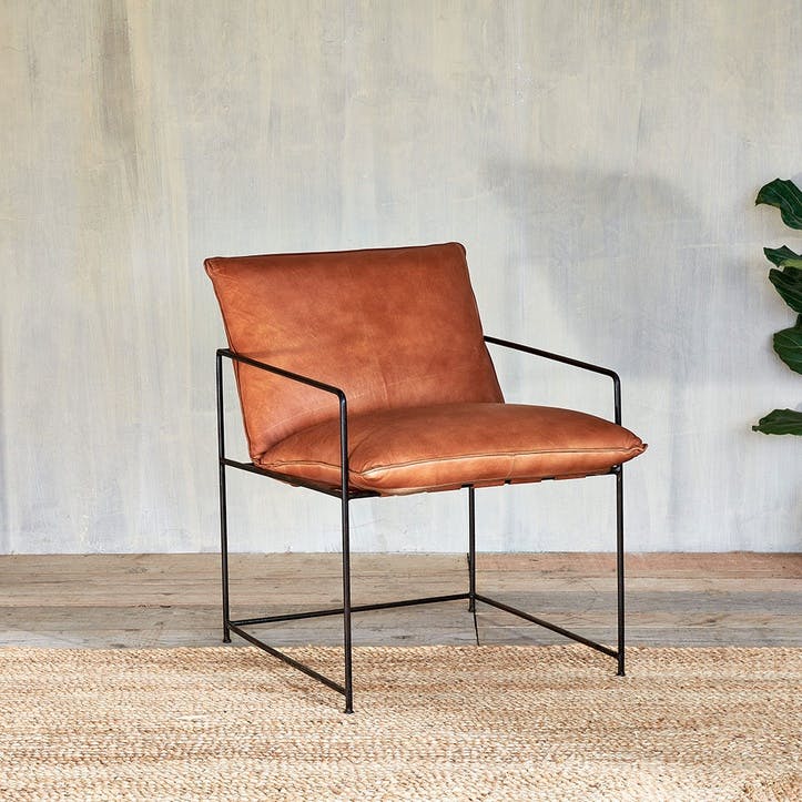 Durium Leather Lounger, Aged Tan and Black