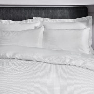 300TC Satin Stripe Superking Bedding Set, White