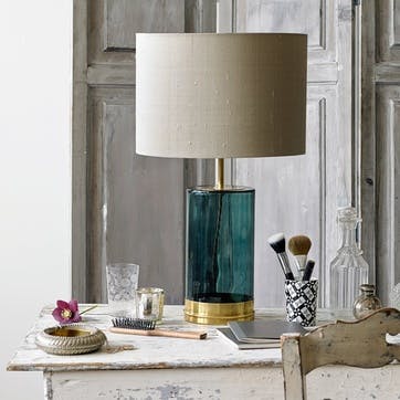 Wisteria Regular Table Lamp in Brass and Green Glass, 39cm