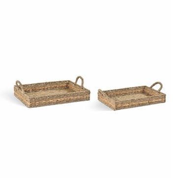 Bayford Set of 2 Woven Trays, Natural