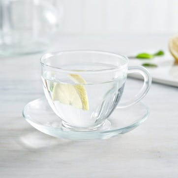 Glass Teacup and Saucer