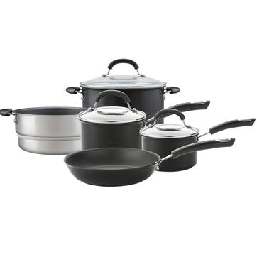 Total Hard Anodised, Non Stick Set of 5 Pans, Black