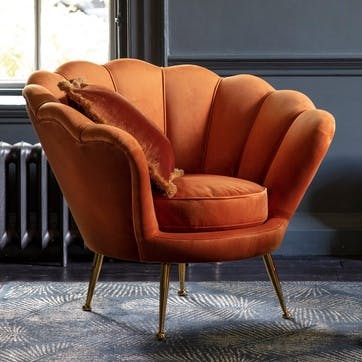 Marldon Velvet Armchair, Orange