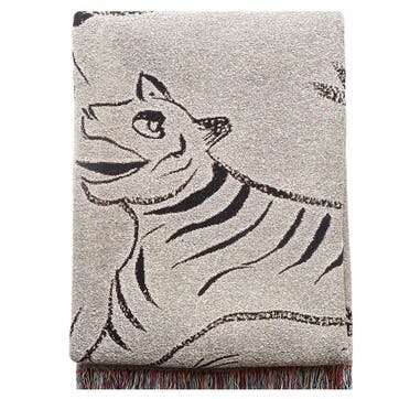 Tiger 02 Woven Recycled Cotton Throw 137 x 183cm, Grey