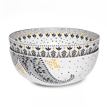 Artisanne Noir Set of 2 Bowls D22cm, Monochrome