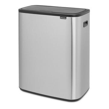 Bo Large Recycling Bin with 2 Inner Buckets, Matt Steel Fingerprint Proof