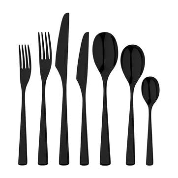 Tilia 42 Piece Cutlery Set, Black Mirror Finish