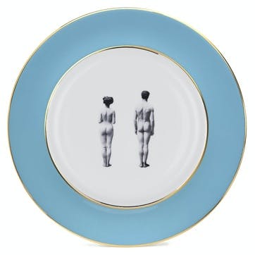 Modern Surrealist The Models Dinner Plate, Retro Blue
