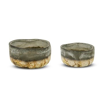 Janka Set of 2 Glass Tealights, Charcoal