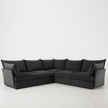 Model 06 Velvet Corner Sofa, Charcoal