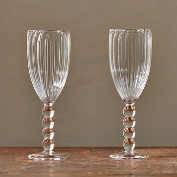 Santosa Set of 2 Champagne Flutes, Clear