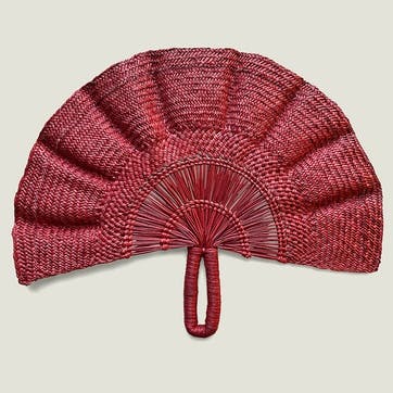 Classic Handwoven Fan 24cm, Red