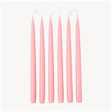 Set of 6 Tapered Dinner Candles H35cm, Candy Pink