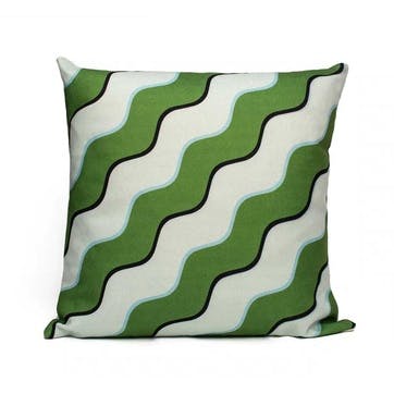 Linen Cushion H50 x W50cm, Green & Blue