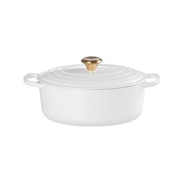 Cast Iron Oval Casserole, 27cm, White