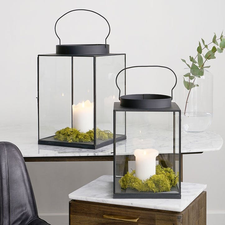 Metal Lantern H26cm, Black