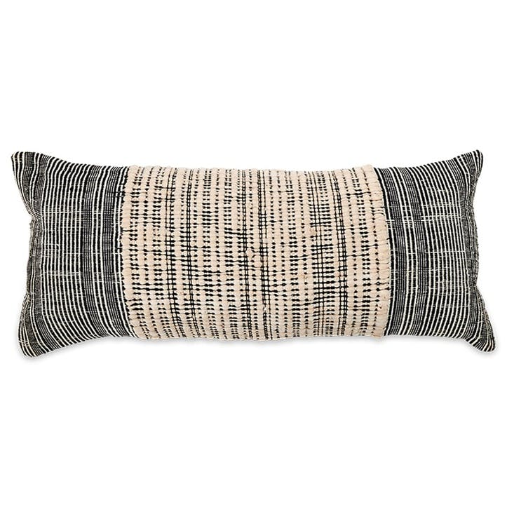 Mika Recycled Cushion Cover 46 x 110cm, Natural and Black