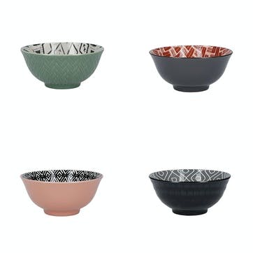 Designed For Life Set of 4 Bowls D15.5cm, Green/Black