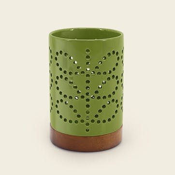 Linear Stem Ceramic Lantern , Olive