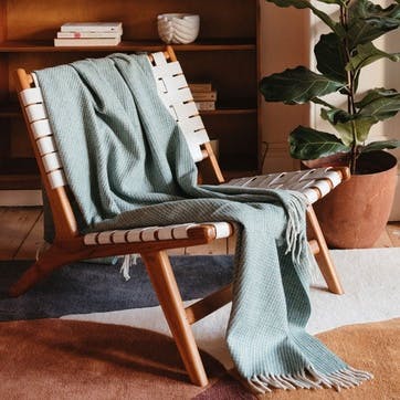 Recycled Wool Blanket  145 x 190cm, Sage Waffle