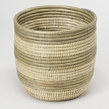 Handwoven Basket, Grey Stripes