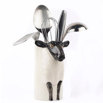 Black Faced Suffolk Sheep Utensil Pot H20cm Black/White