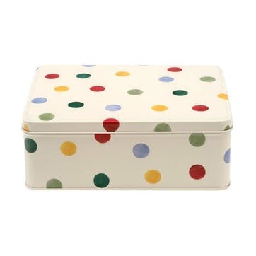 Polka Dot Deep Rectangular tin 19cm x 15cm x 7cm