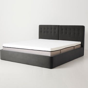 Bed 01 Velvet Double Frame, Charcoal