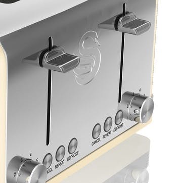 Retro 4-Slice Toaster, Cream