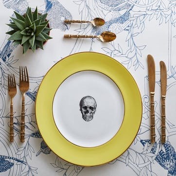 Rock and Roll Skull Dinner Plate, Yellow