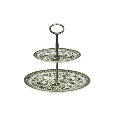 Regal Peacock 2 Tier Cake Stand, H24 x W26.5 x D26.5cm, Green